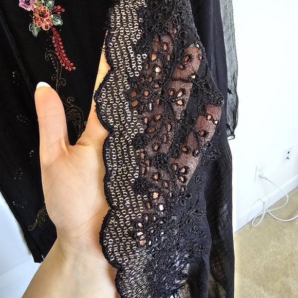 Black Embroidered Pakistani Suit by Erum Emaan - Size 45" - Large - Picture 10 of 17